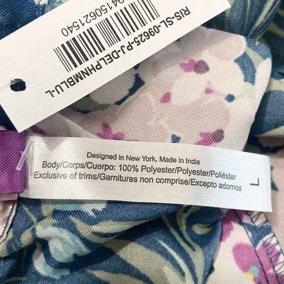 Adore Me Womens Satin Pajama Pants Size Large Pull-On Pockets Floral Colorful - Picture 12 of 12